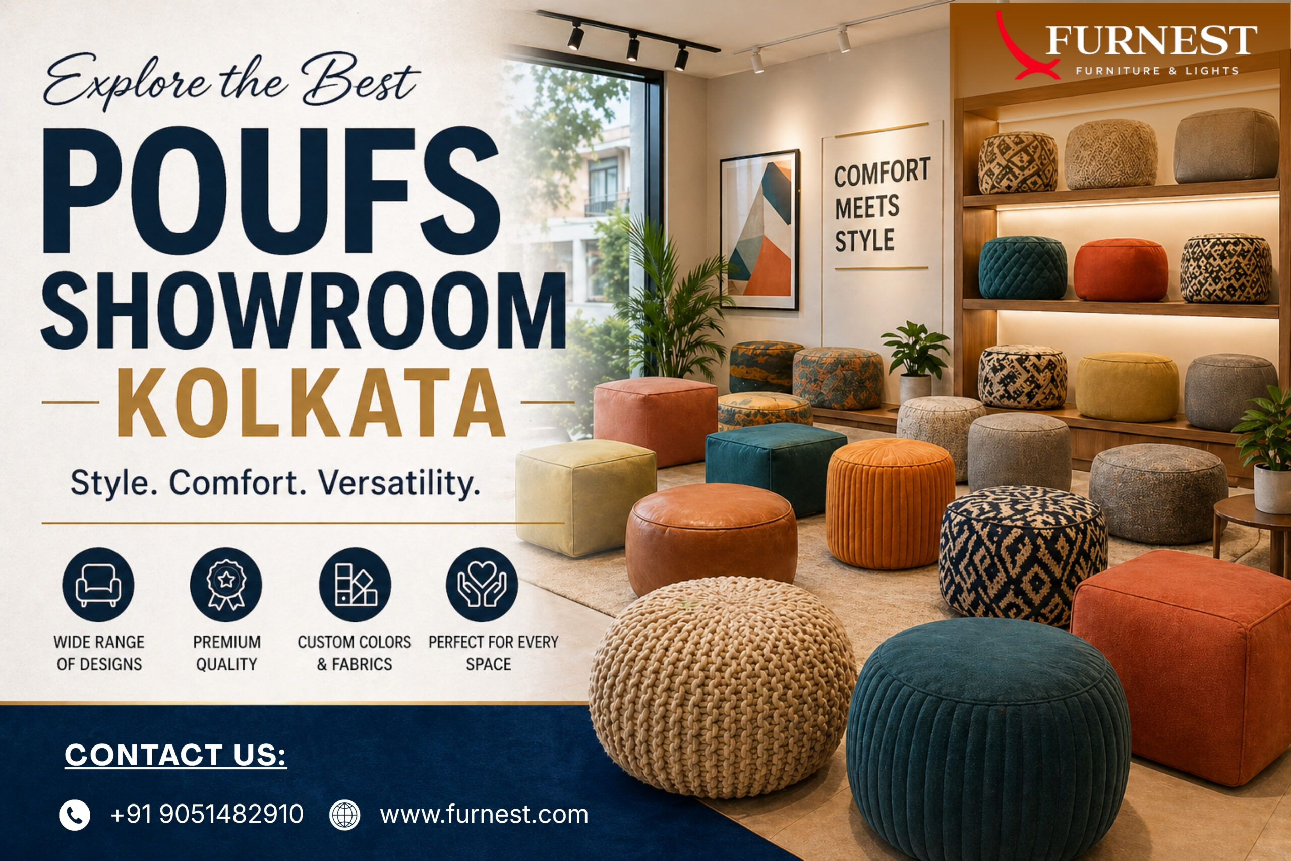 Premium Poufs Showroom in Kolkata for Modern Home Decor